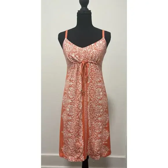 Tommy Bahama Orange White Floral Sundress XS Cotton Spaghetti Strap Resort Dress - Picture 1 of 8
